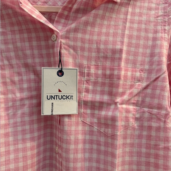 Untuckit Calina Long Sleeve Button Down Pink Gingham Shirt - Picture 4 of 8